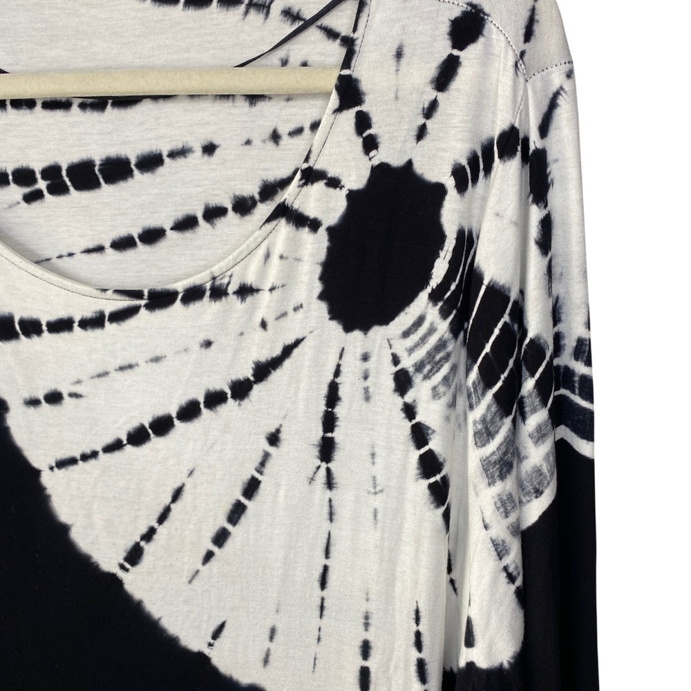 Soft Surroundings Black White Tie Dye Sunburst Tunic Top 2X Long Sleeve 57656 - Picture 4 of 8